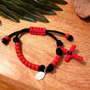 NEW! Rosary Bracelet HANDMADE Red on Black